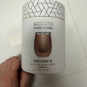 BrüMate Uncork’d 14oz Glitter Rose Gold Wine Tumbler NIB